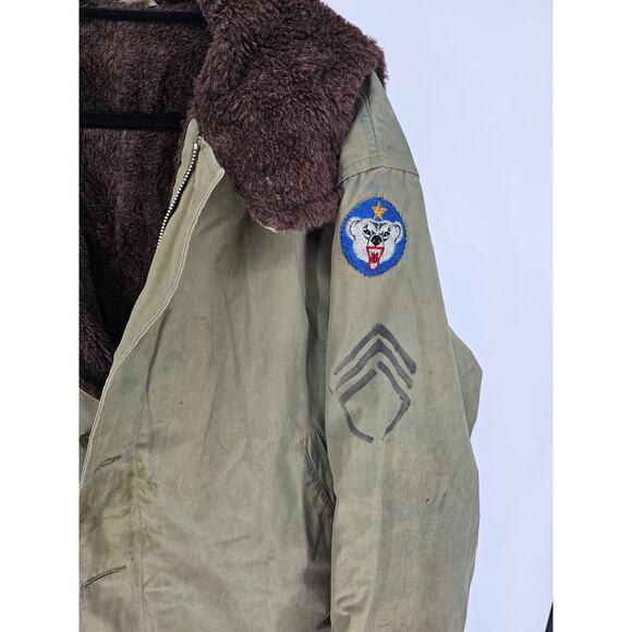 B-15 flight bomber jacket U.S. Army Air Force in the 1950s Belted 44R - Picture 3 of 5